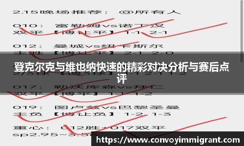 登克尔克与维也纳快速的精彩对决分析与赛后点评